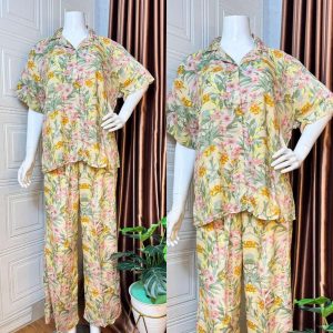 SETELAN PENDEK V LINE JUMBO RAYON PREMIUM//PIYAMA LENGAN PENDEK