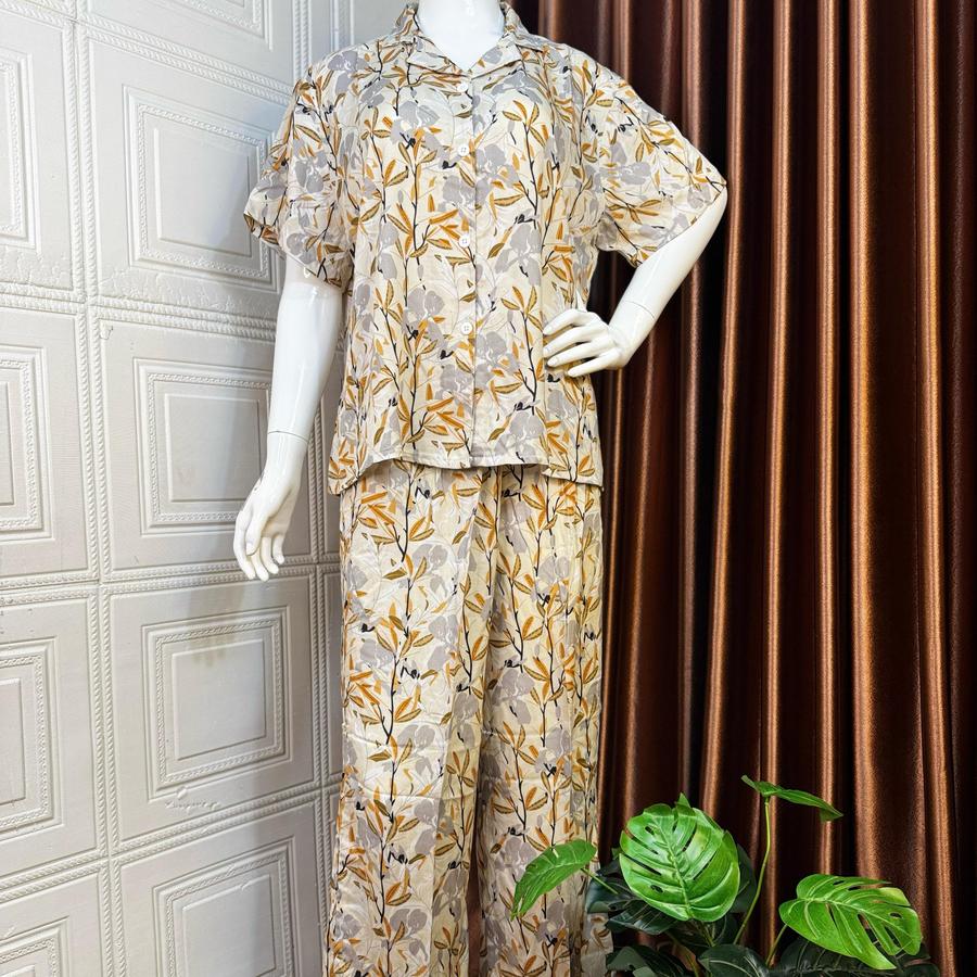 SETELAN PENDEK V LINE JUMBO RAYON PREMIUM//PIYAMA LENGAN PENDEK - Gambar 4