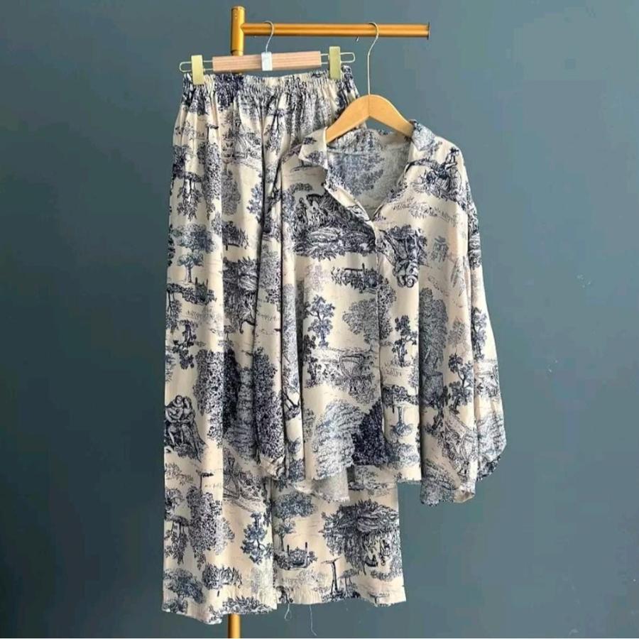 SETELAN KEMEJA KULLOT//ONE SET PIYAMA MOTIF RAYON PREMIUM - Gambar 2