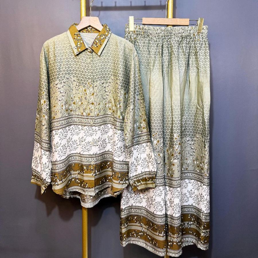 SETELAN KEMEJA KULOT/SETCEL RAYON PREMIUM JUMBO - KMJ 02, ALLSIZE, LD120CM