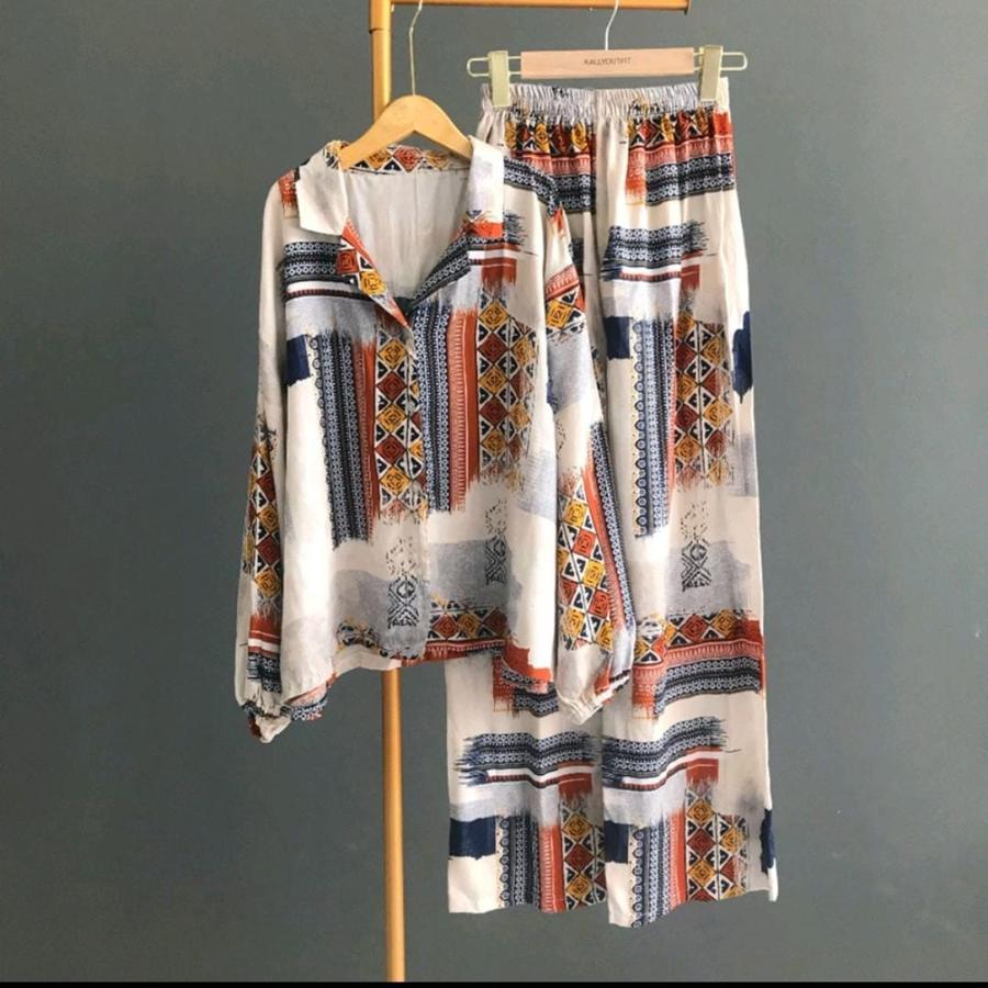 SETELAN KEMEJA KULLOT//ONE SET PIYAMA MOTIF RAYON PREMIUM