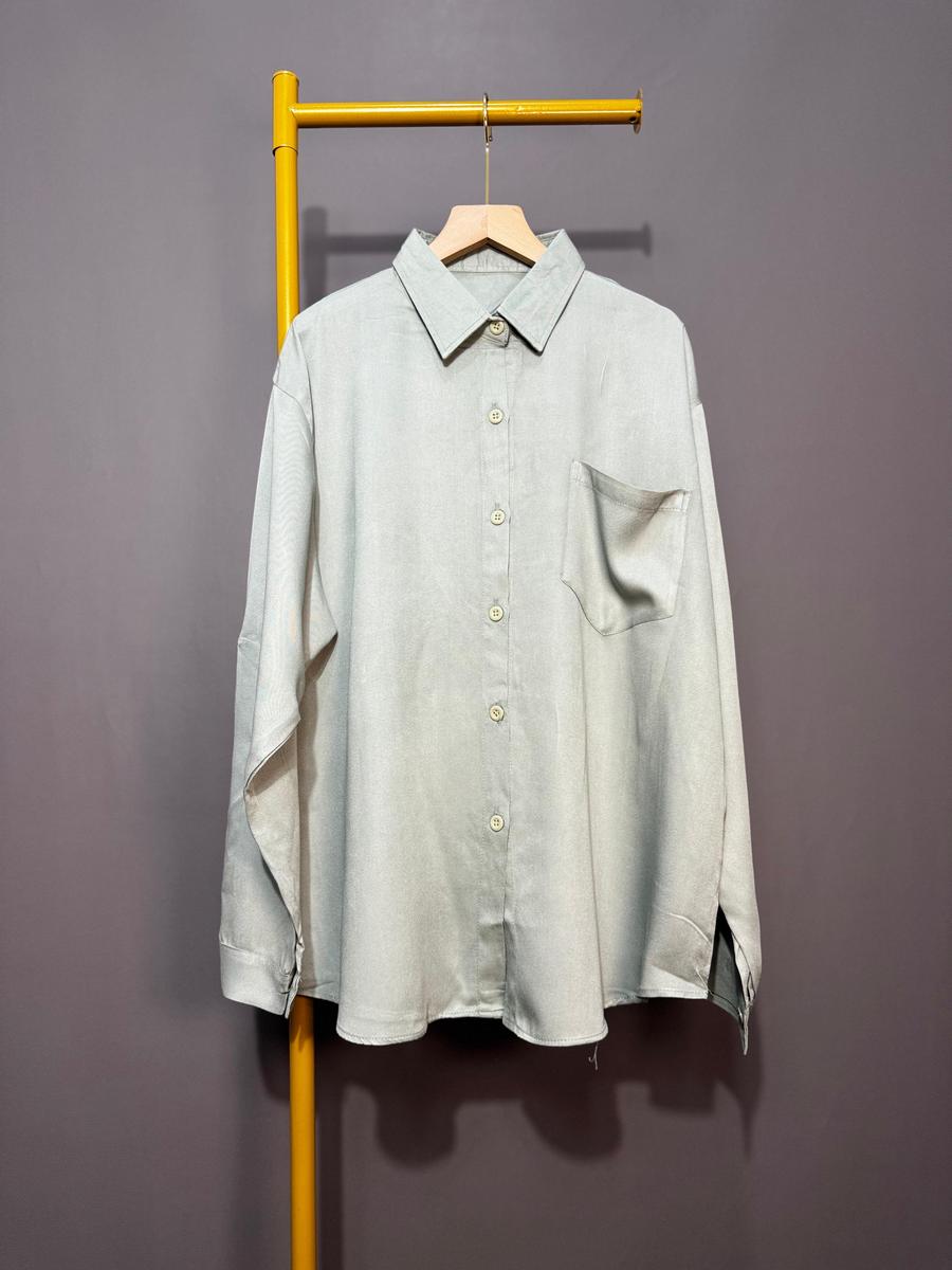 KEMEJA WANITA POLOS RAYON TWIIL OVERSIZE//BLOUSE POLOS RAYON TWILL JUMBO - Gambar 4