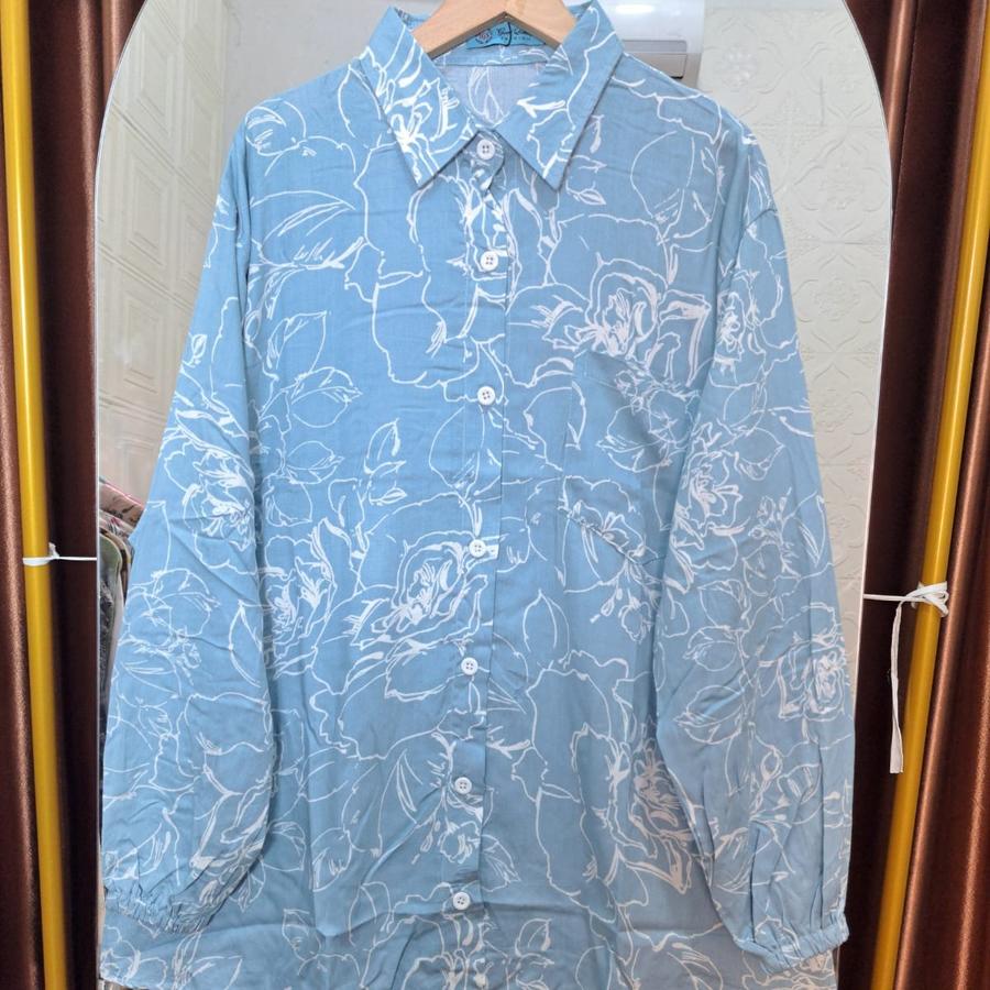 BLOUSE TUNIK LENGAN KARET PREMIUM//KEMEJA TUNIK OVERSIZE - Gambar 9