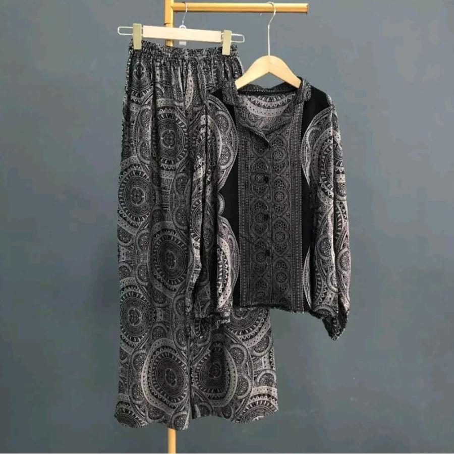 SETELAN KEMEJA CELANA KULLOT RAYON PREMIUM JUMBO//SETELAN PIYAMA JUMBO - Gambar 3