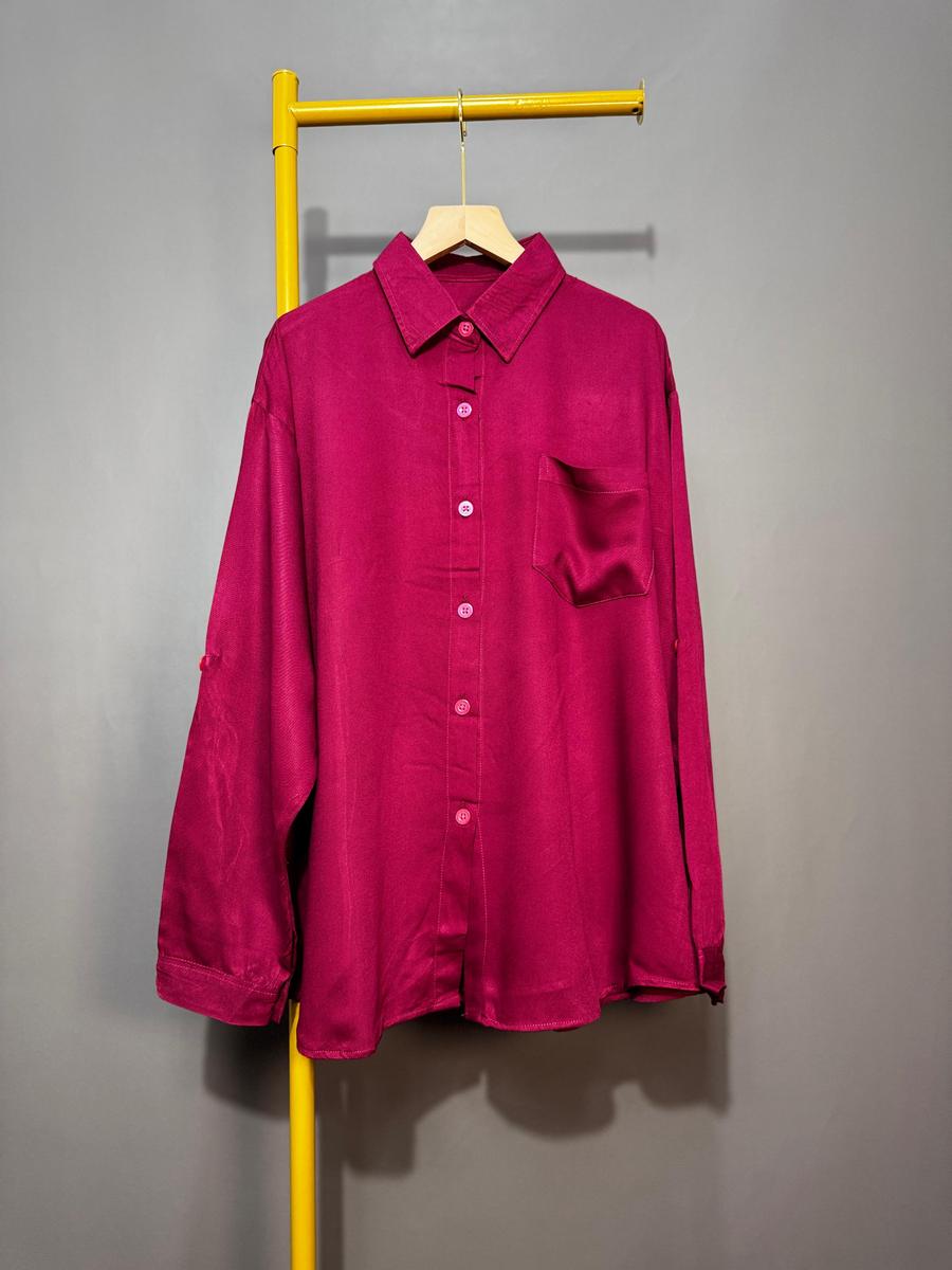 KEMEJA WANITA POLOS RAYON TWIIL OVERSIZE//BLOUSE POLOS RAYON TWILL JUMBO - Gambar 3