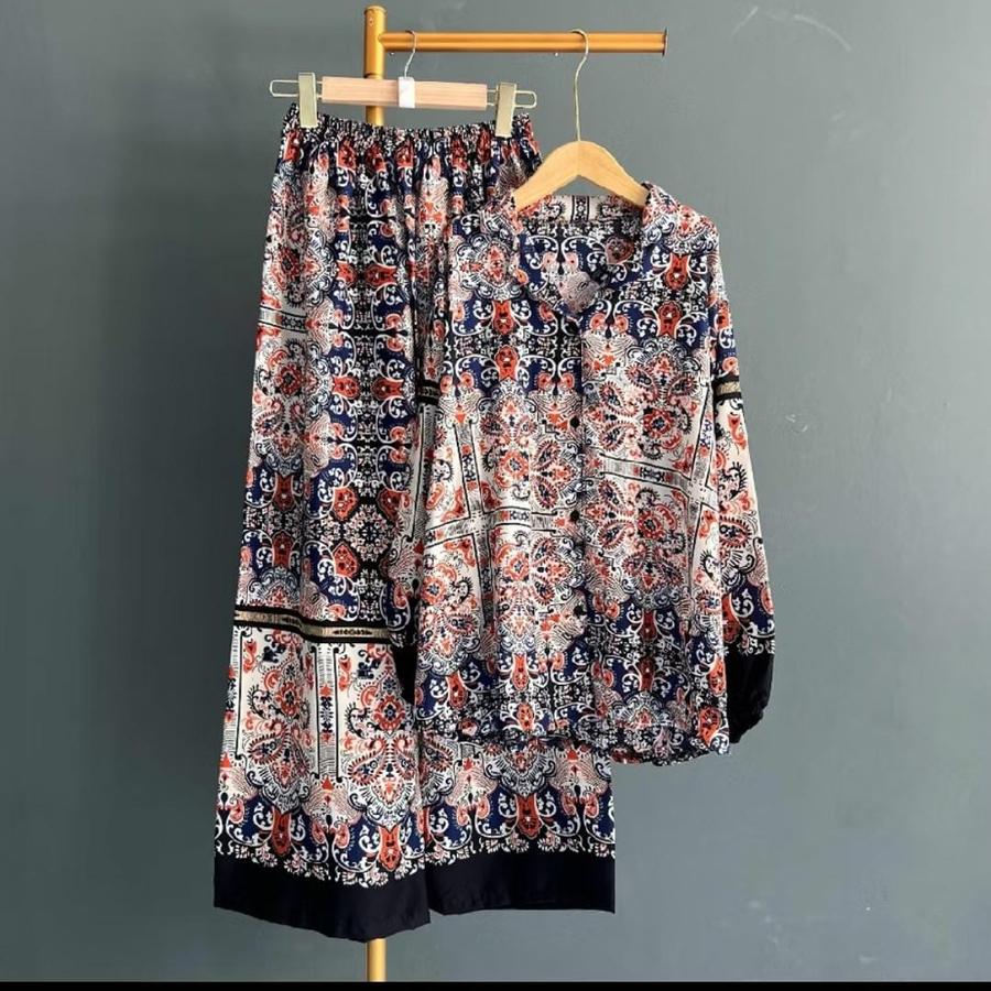 SETELAN KEMEJA CELANA KULLOT RAYON PREMIUM JUMBO//SETELAN PIYAMA JUMBO - Gambar 2