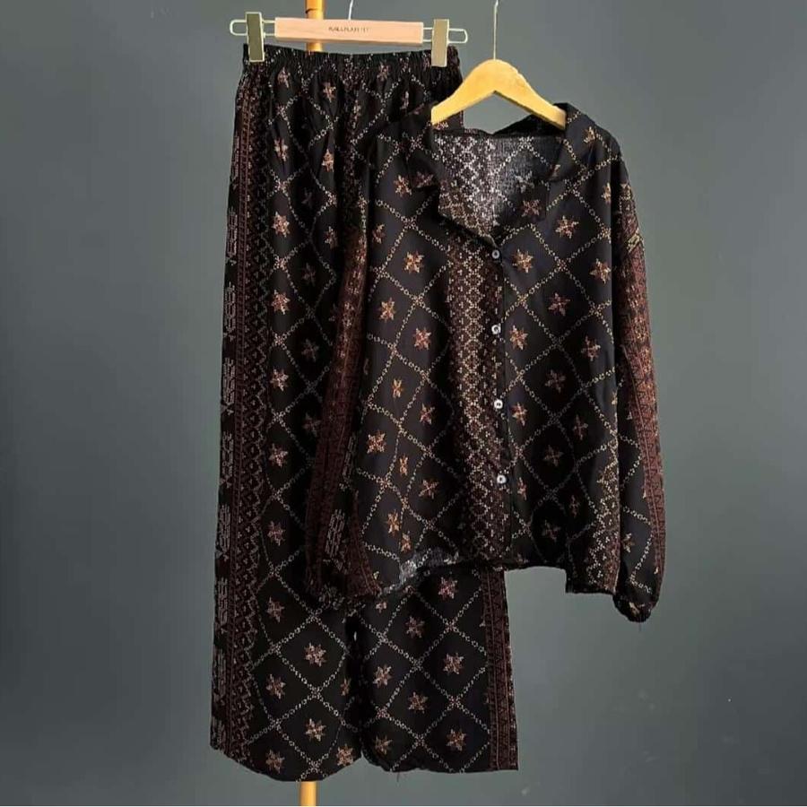 SETELAN KEMEJA CELANA KULLOT RAYON PREMIUM JUMBO//SETELAN PIYAMA JUMBO - Gambar 4