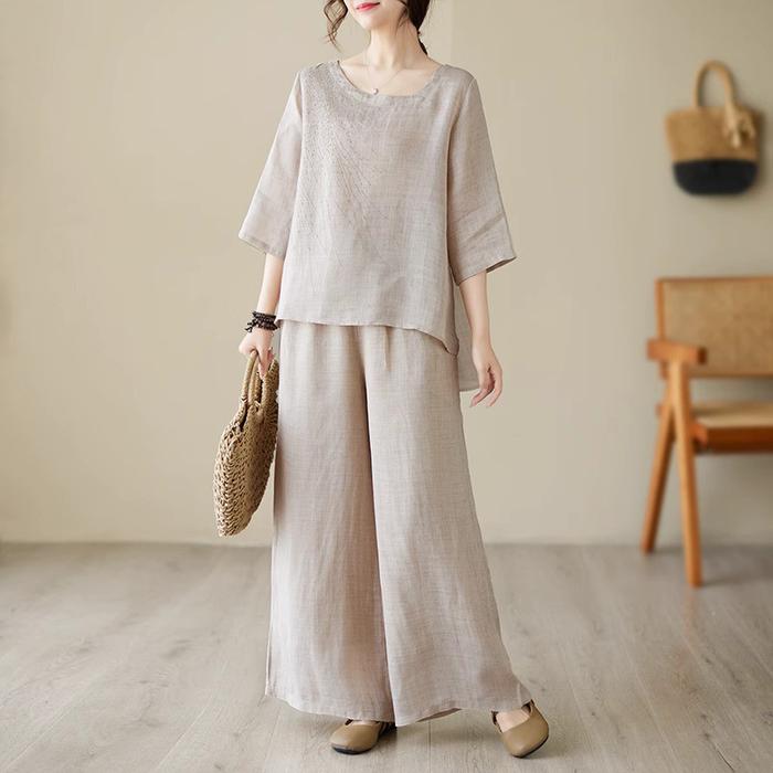 LC507 Premium Oversized Setelan Baju Celana Tipis Nerawang Summer Fashion - Oren Bata - Gambar 2