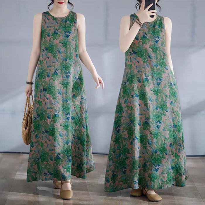 LC2340 Premium Oversized Dress Tipis Nerawang Floral Motif Bunga Fashion Retro Terbaru - Gambar 2