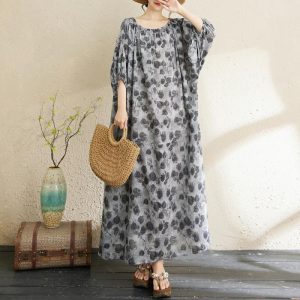 LC2339 Premium Jumbo Dress Tipis Nerawang Motif Floral Fashion Retro Terbaru